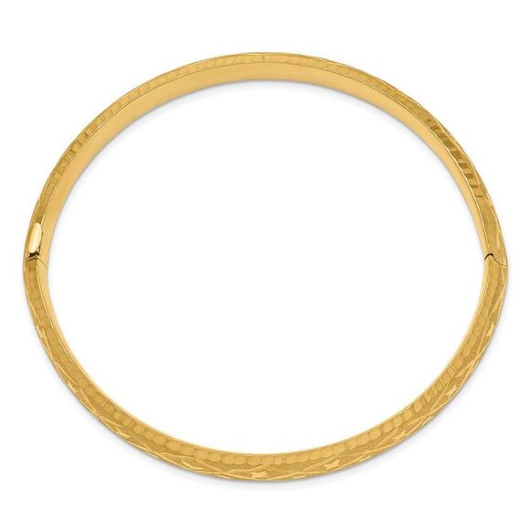 8.5mm 14k Yellow Gold Diamond Cut Fancy Hinged Bangle Bracelet - Picture 2 of 5